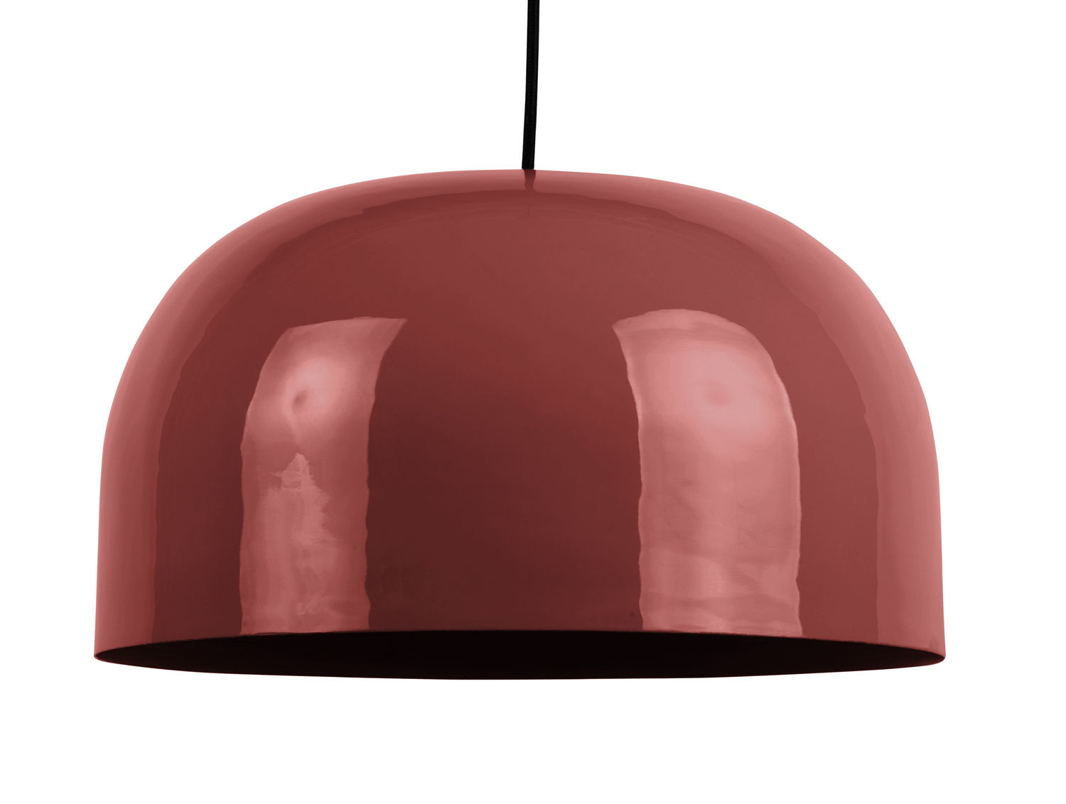 Hanglamp Dietik Oker Ø40 cm, ronde stalen dome met geëmailleerde afwerking en glanzende look