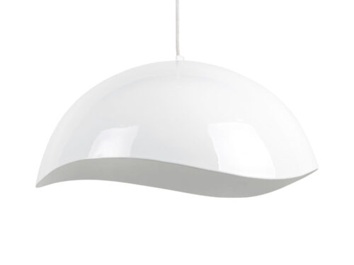 Hanglamp Pammia Wit Ø50 cm met golvende witte kap en strak, modern design