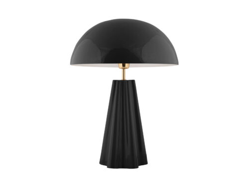 Tafellamp Tarbes zwart met glanzende kap, gouden detail en decoratieve conische voet, H55 cm