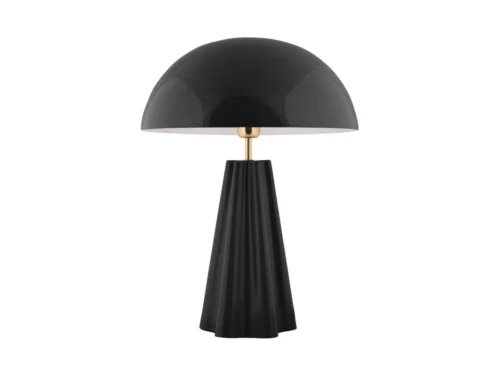 Tafellamp Tarbes zwart met glanzende kap, gouden detail en decoratieve conische voet, H55 cm