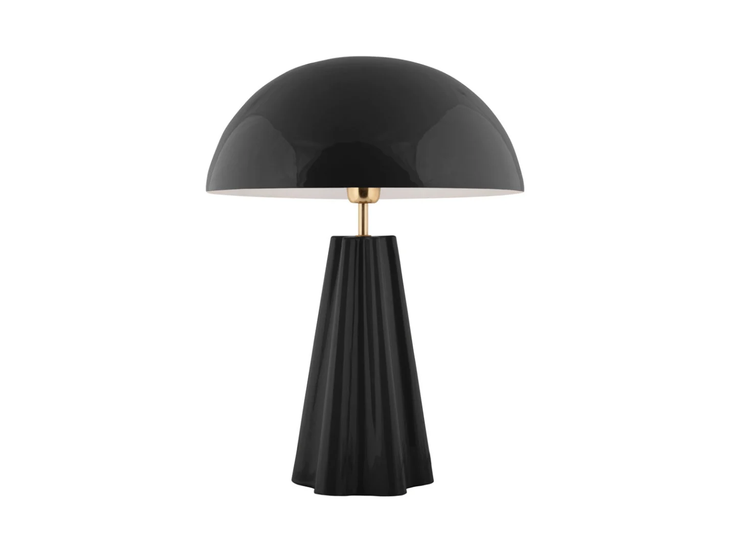 Tafellamp Tarbes zwart met glanzende kap, gouden detail en decoratieve conische voet, H55 cm