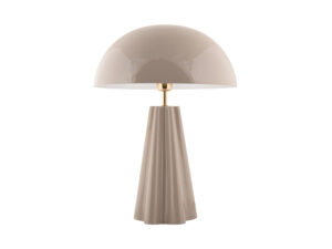 Tafellamp Pronnea Warm Grijs H55 cm met glanzende kap, metalen accent en geplooide voet
