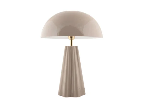 Tafellamp Pronnea Warm Grijs H55 cm met glanzende kap, metalen accent en geplooide voet