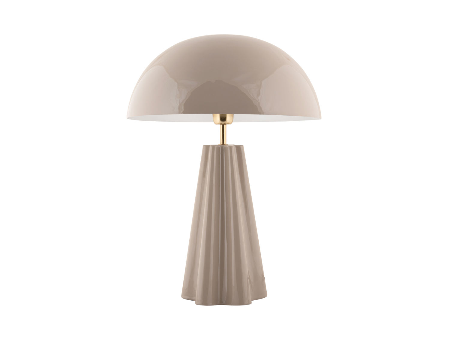 Tafellamp Pronnea Warm Grijs H55 cm met glanzende kap, metalen accent en geplooide voet