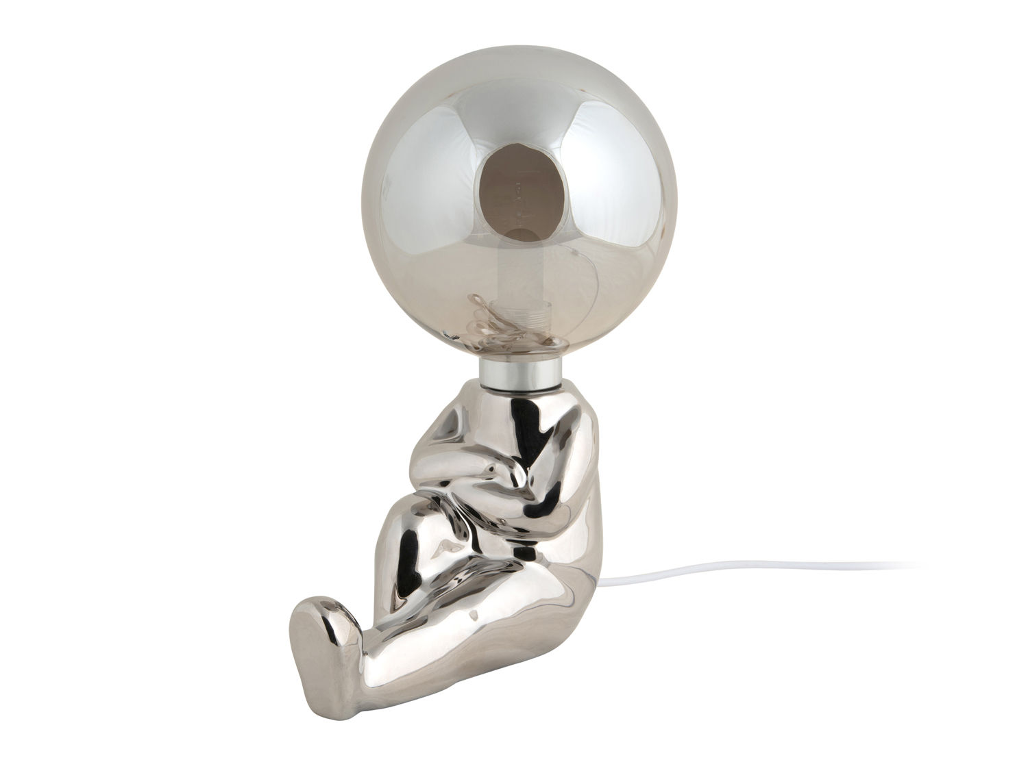 Tafellamp Nola keramiek H23 cm, zwart glans met ronde kap en speels modern design