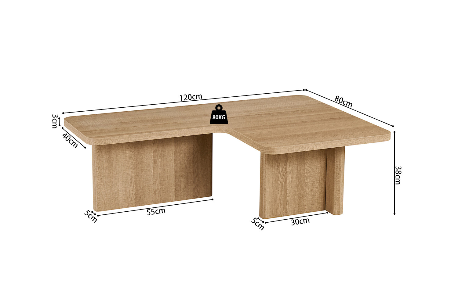 Salontafel Mubio Naturel 120 cm - Afbeelding 11
