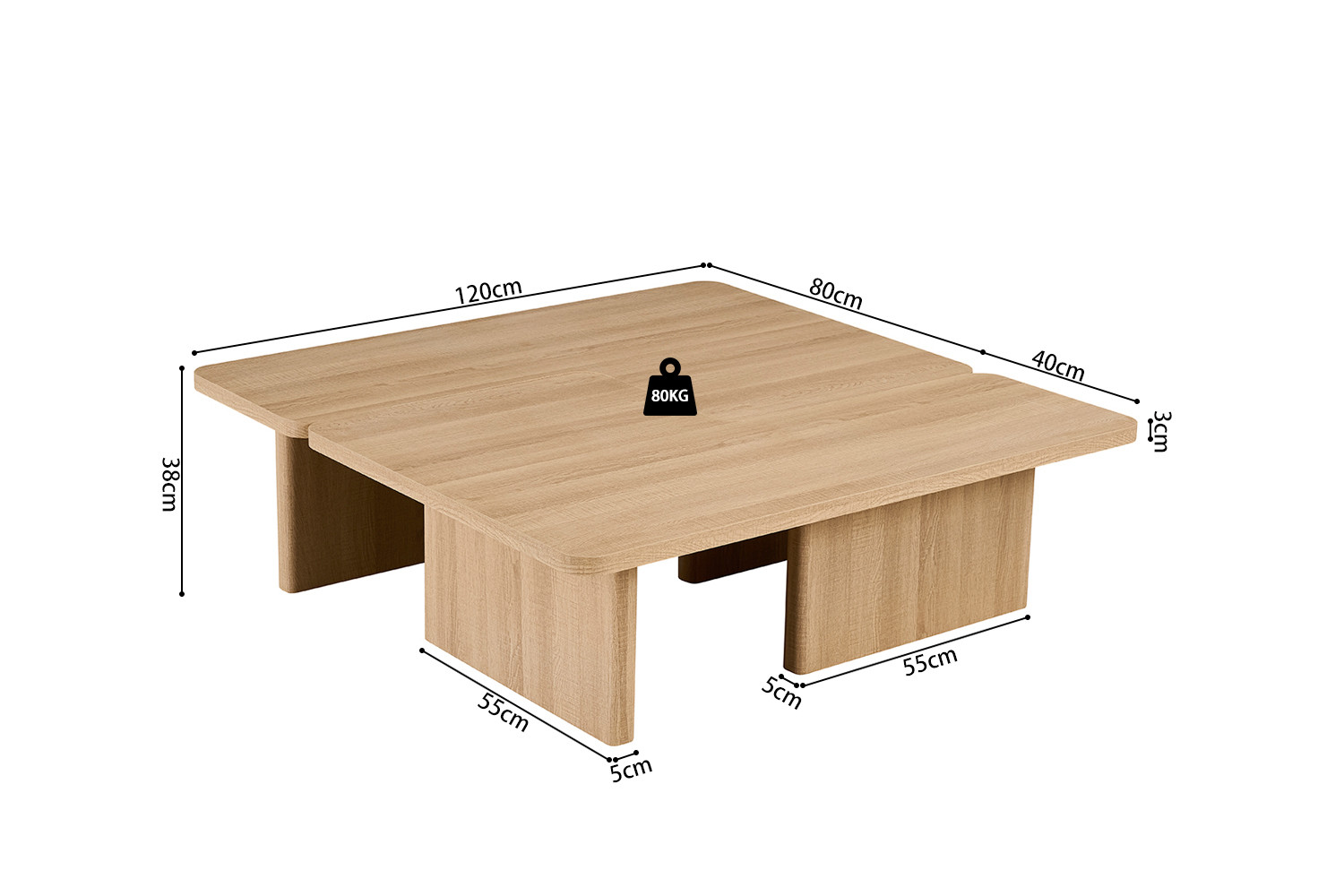 Salontafel Mubio Naturel 120 cm - Afbeelding 10