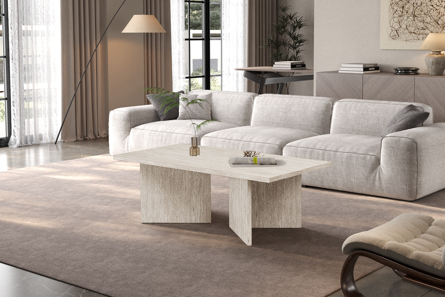 Salontafel Saundena Beige 125 cm - Afbeelding 2