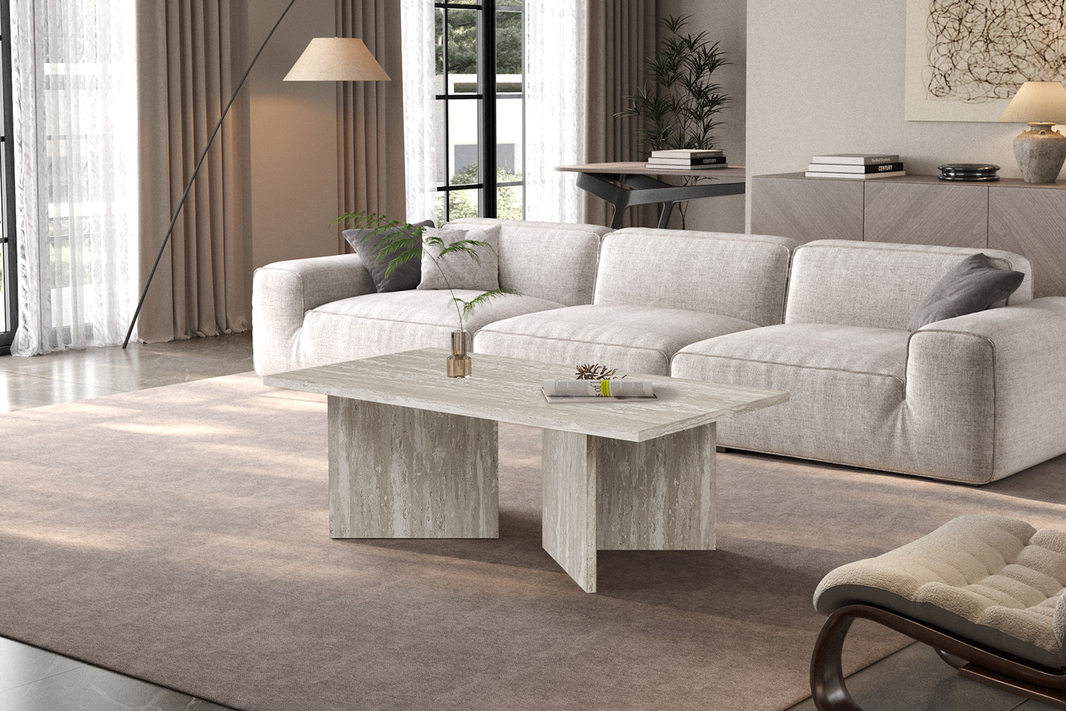 Salontafel Bernora Travertin 125 cm - Afbeelding 2