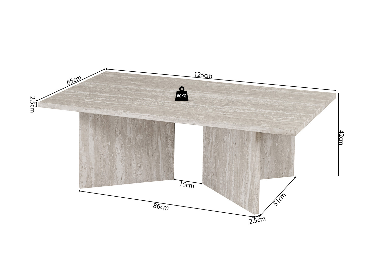 Salontafel Bernora Travertin 125 cm - Afbeelding 7