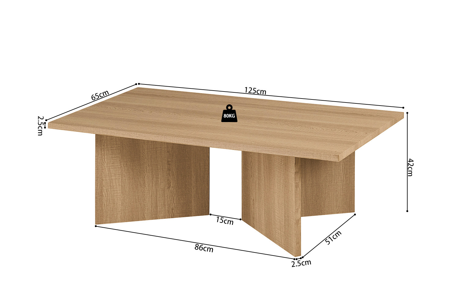 Salontafel Nilum Naturel 125 cm - Afbeelding 7