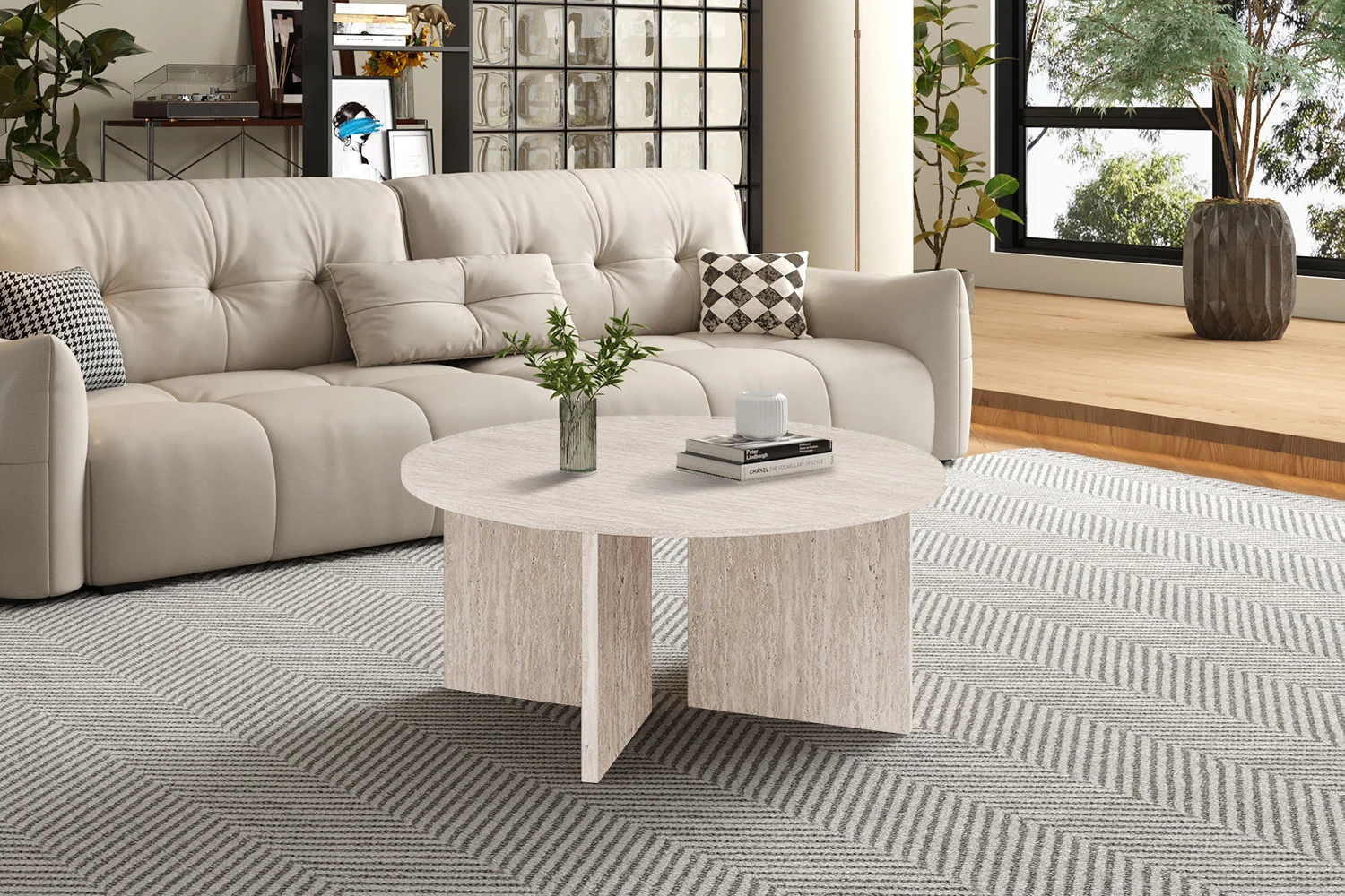 Salontafel Stoontund Travertin 90 cm - Afbeelding 2