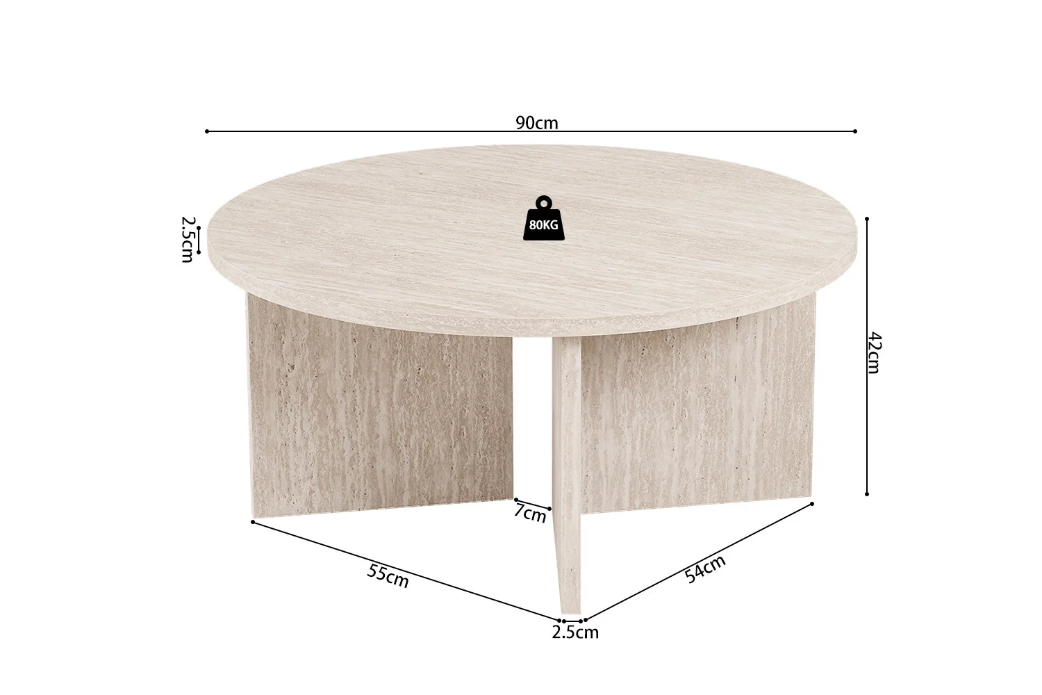 Salontafel Stoontund Travertin 90 cm - Afbeelding 7