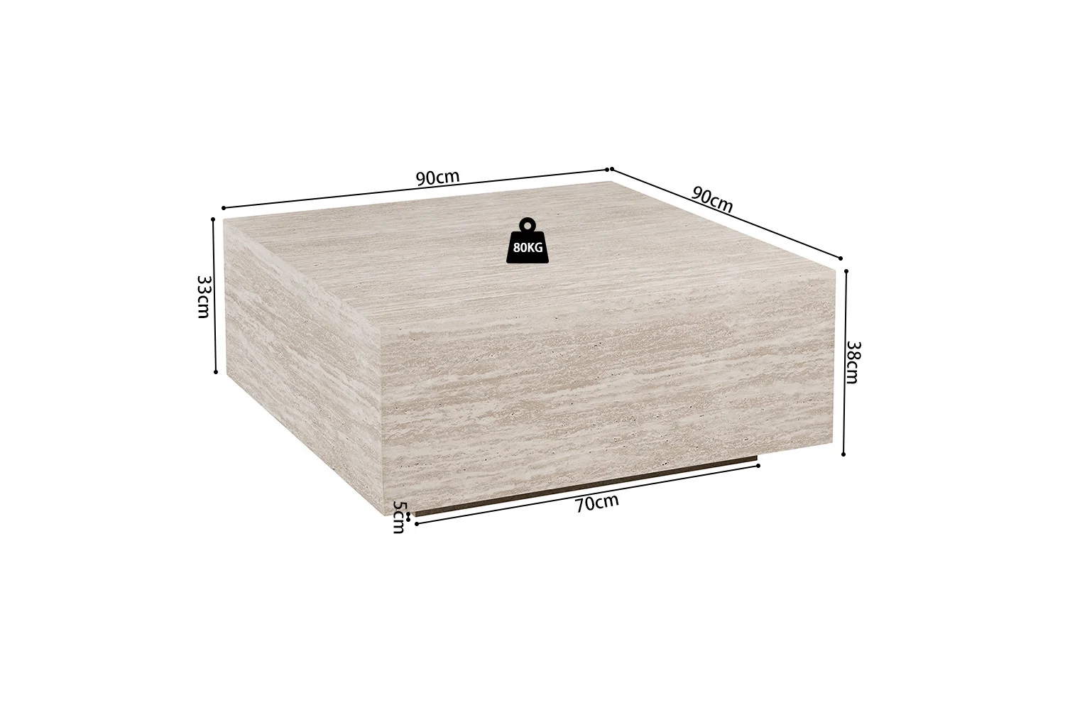 Salontafel Greirrone Beige 90 cm - Afbeelding 6