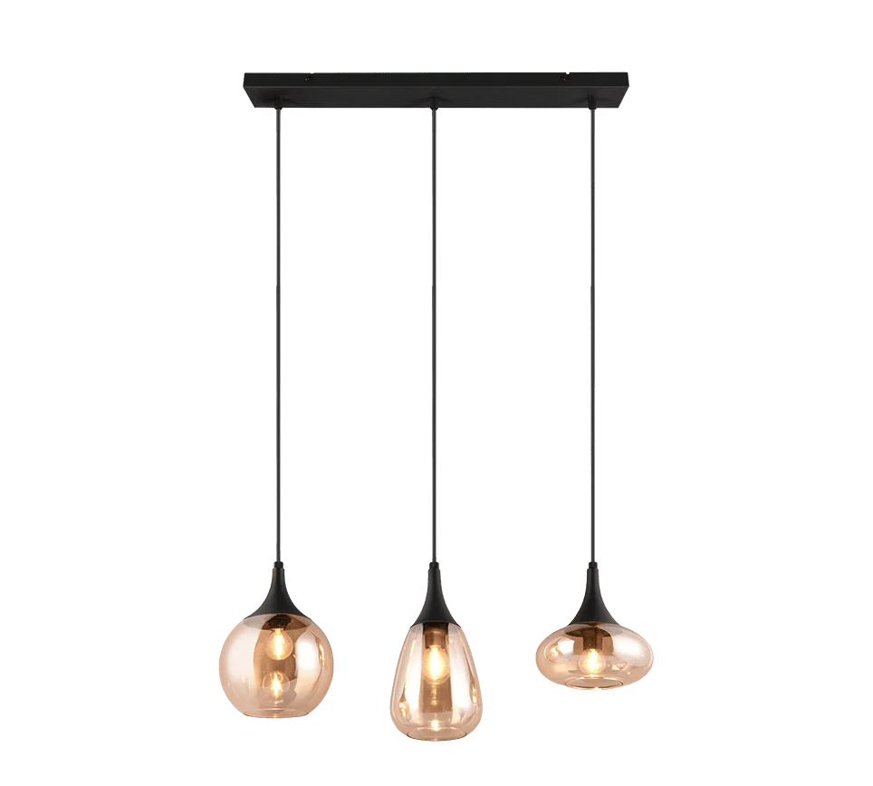 Hanglamp Slotan Mat Zwart - Set van 3 - Afbeelding 2