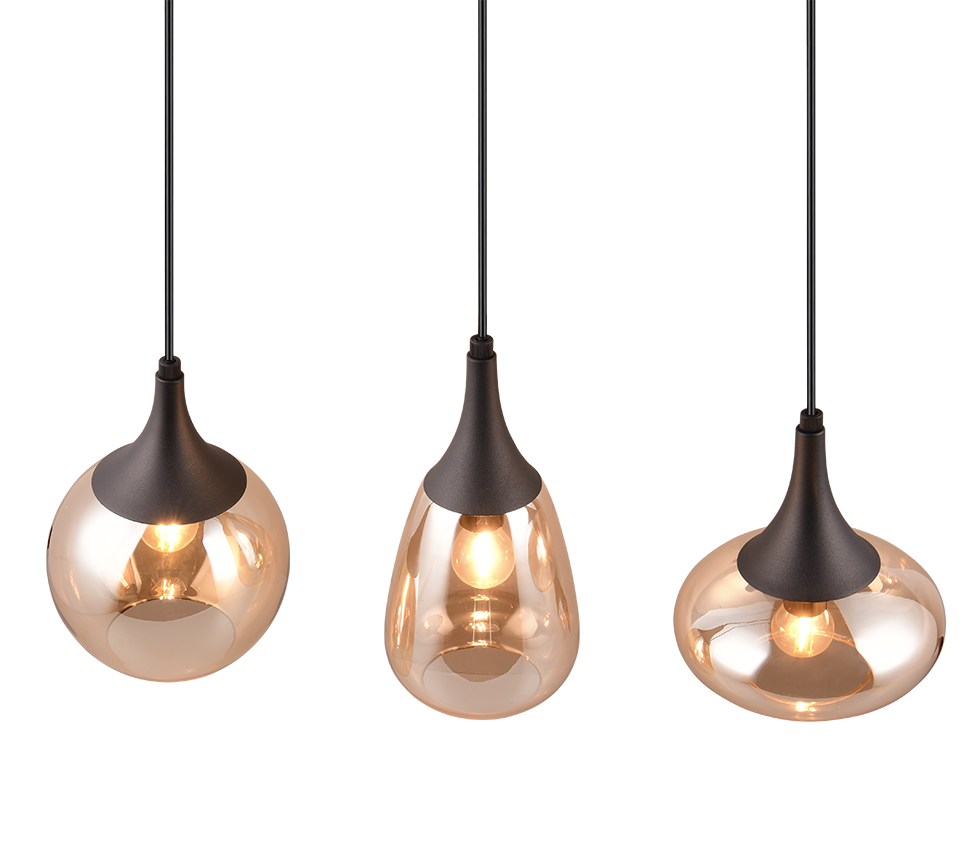 Hanglamp Slotan Mat Zwart - Set van 3 - Afbeelding 3