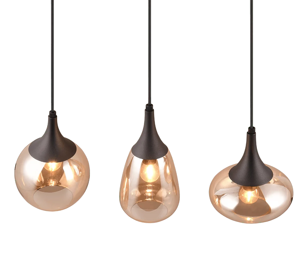Hanglamp Slotan Mat Zwart - Set van 3 - Afbeelding 3