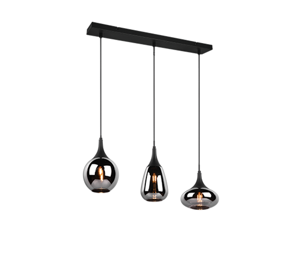 Hanglamp Hoskun Mat Zwart - Set van 3