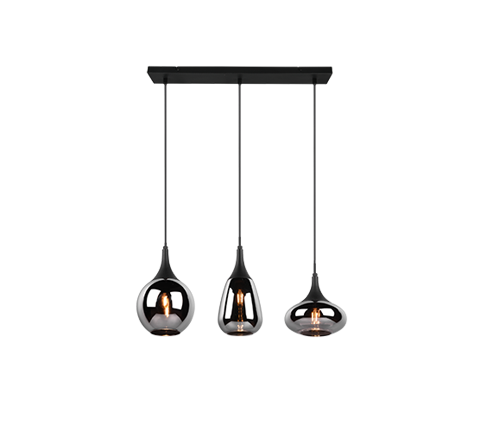 Hanglamp Hoskun Mat Zwart - Set van 3 - Afbeelding 2