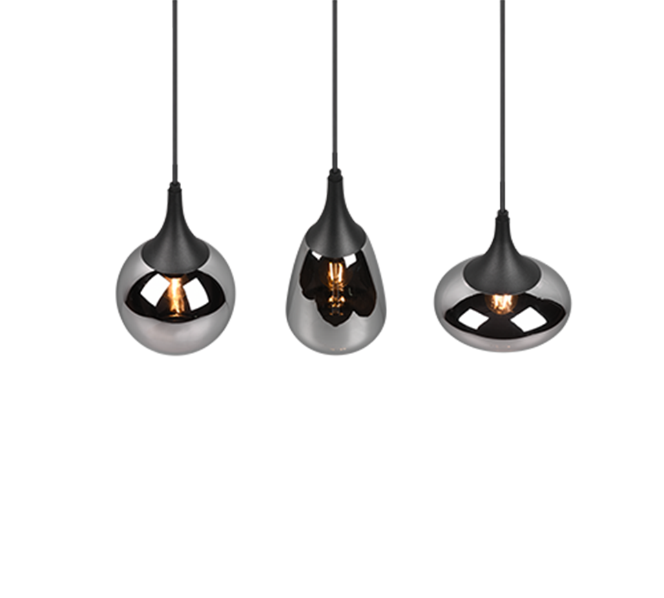 Hanglamp Hoskun Mat Zwart - Set van 3 - Afbeelding 3