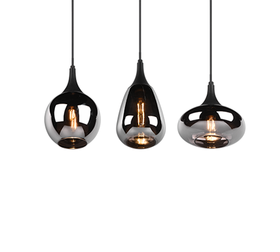 Hanglamp Hoskun Mat Zwart - Set van 3 - Afbeelding 4