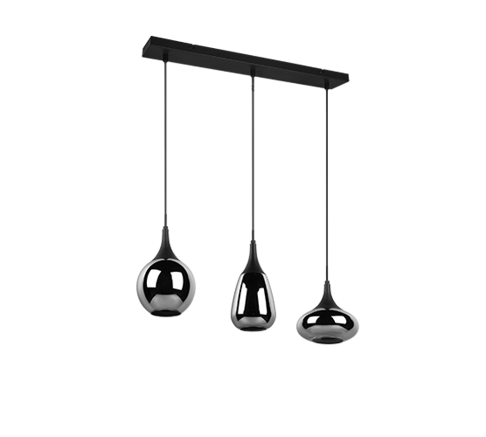 Hanglamp Hoskun Mat Zwart - Set van 3 - Afbeelding 5