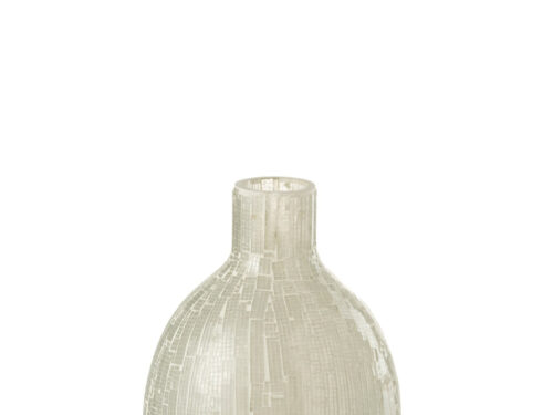 Mozaïekvaas Naammino glas grijs, ronde vorm met elegant mozaïekpatroon en compact formaat van 27 cm hoog