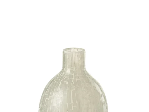 Mozaïekvaas Naammino glas grijs, ronde vorm met elegant mozaïekpatroon en compact formaat van 27 cm hoog