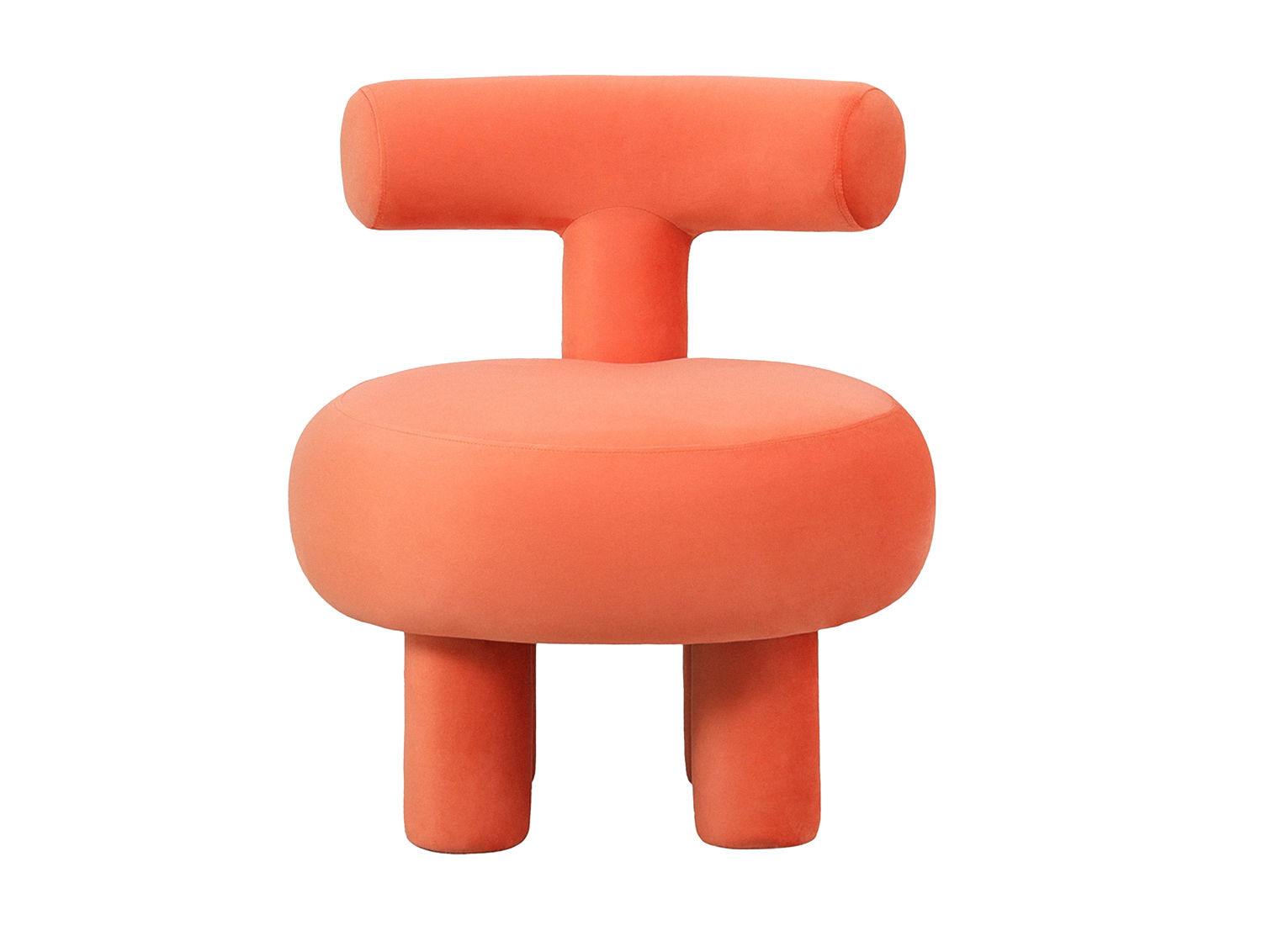 Stoel Ceedund Velvet Oranje met compacte, ronde vorm en zachte bekleding in opvallend oranje