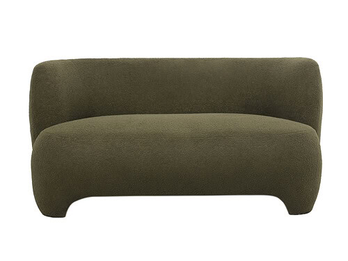 Bank Voorura teddy groen, compacte mosgroene bank met zachte bekleding en ronde vormen
