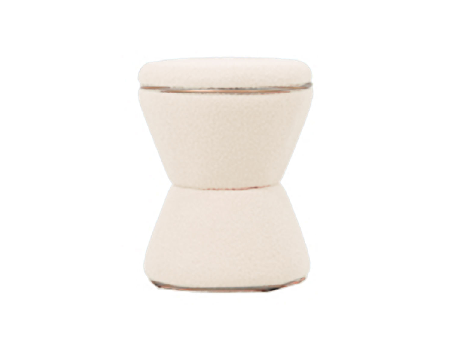 Poef Fikone Teddy Wit, ronde teddy poef in wit met zachte bekleding en compact formaat