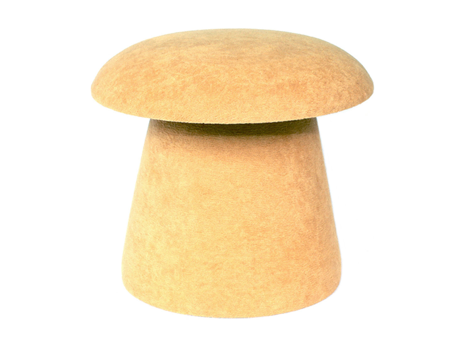 Poef Skeisan Velvet geel oker met zachte velvet uitstraling en compact mushroom-design