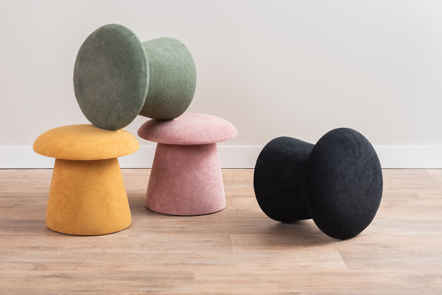 Poef Skeisan Velvet Geel - Afbeelding 3