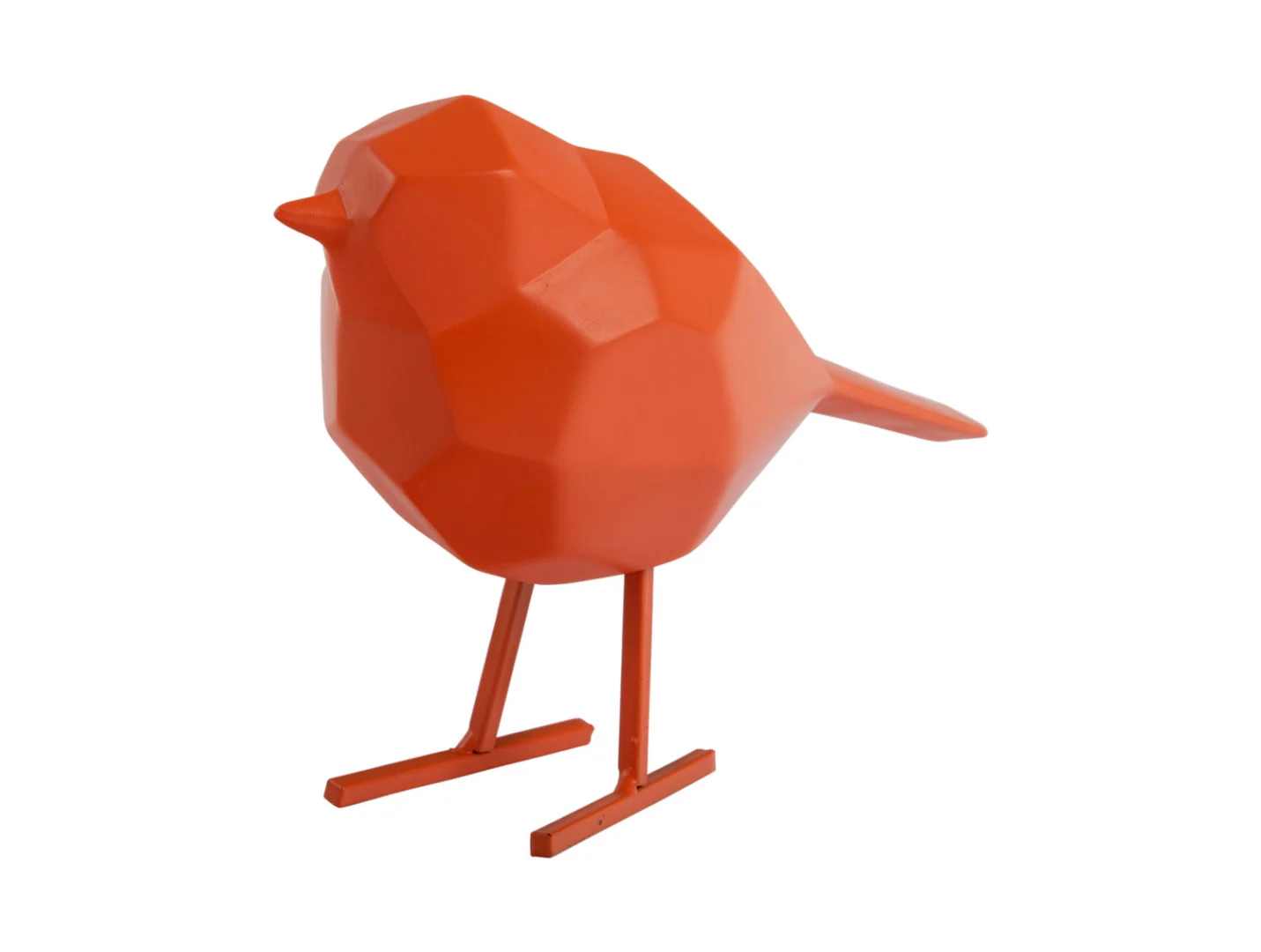 Beeld Durban helder oranje, 13 cm, polyresin vogelbeeld met strak geometrisch design