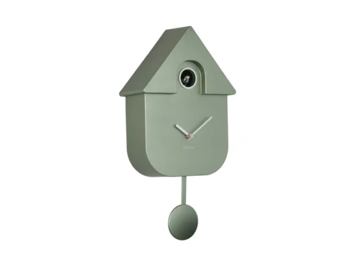 Wandklok Breentoro Groen met huisvorm, pendulum en groene metallic afwerking