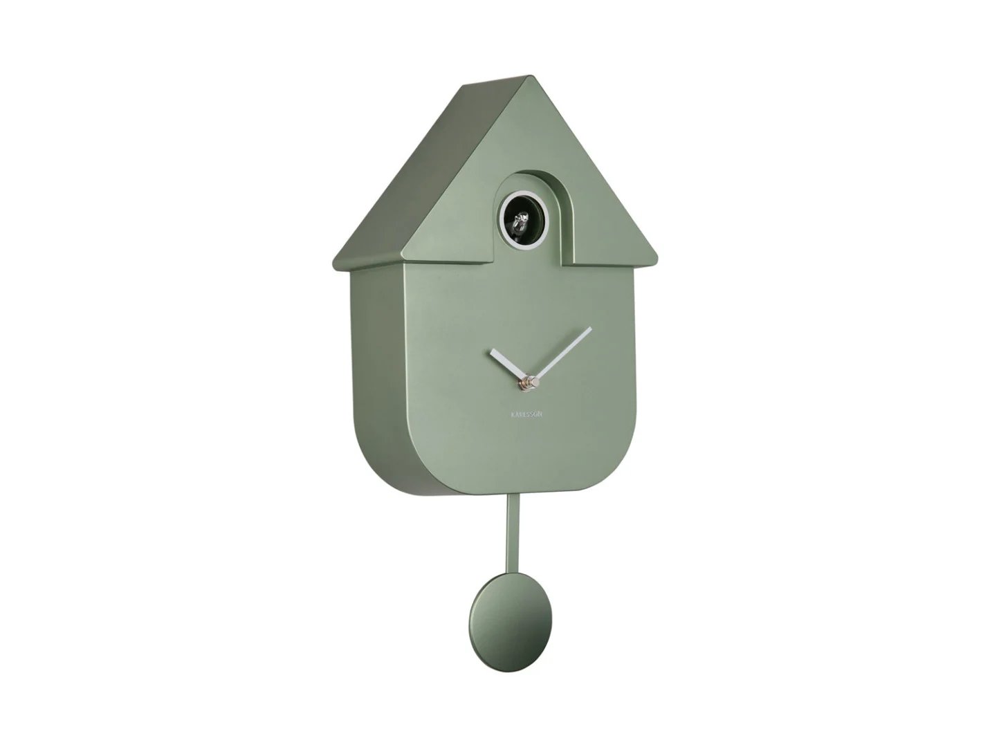 Wandklok Breentoro Groen met huisvorm, pendulum en groene metallic afwerking