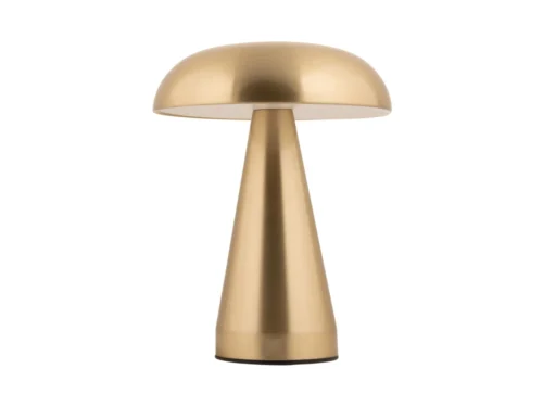 Tafellamp Brauldora goud H21 cm met glanzende ijzeren afwerking en compacte, draadloze vorm