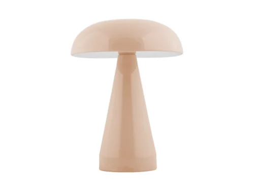Tafellamp Flooman zacht bruin, draadloos en oplaadbaar met moderne bolvormige kap, H21 cm