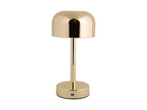 Tafellamp Beidora Goud Ø13 cm, compacte USB-oplaadbare LED-lamp in modern goudkleurig ijzer