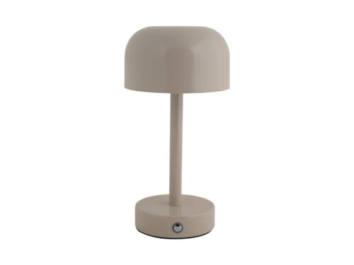 Tafellamp Flievol warm grijs Ø13 cm met strakke LED-vorm en compacte voet