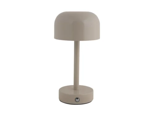 Tafellamp Flievol warm grijs Ø13 cm met strakke LED-vorm en compacte voet