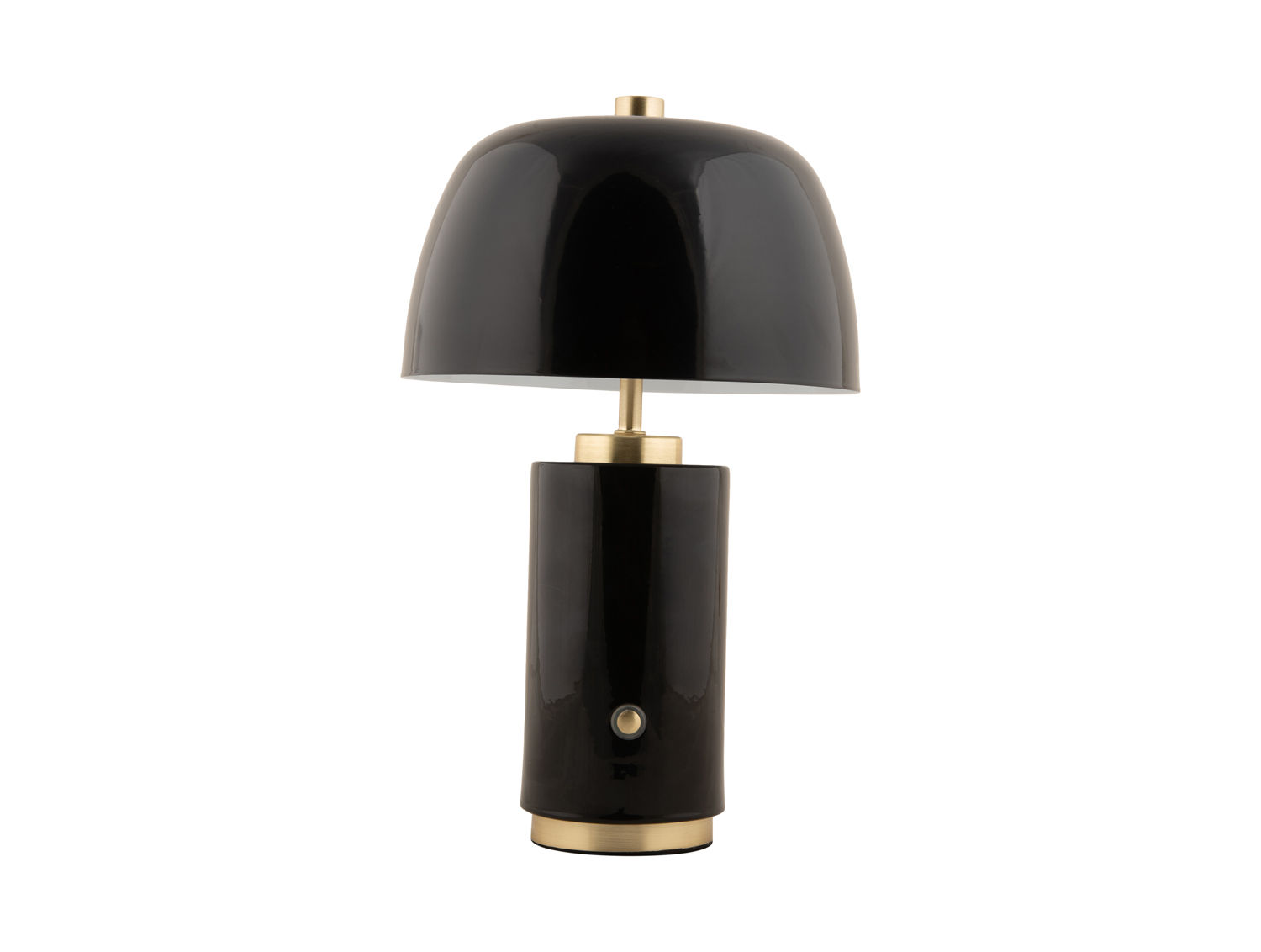 Volvine zwarte tafellamp Ø18 cm met minimalistisch design, gouden accenten en LED-verlichting
