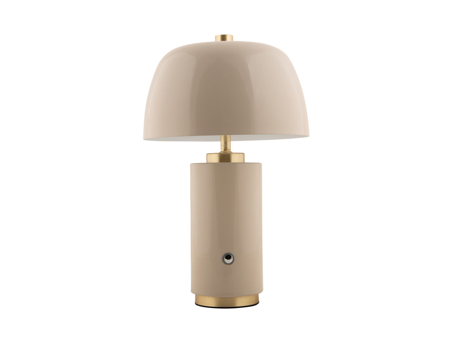 Tafellamp Jaudio warm grijs Ø18 cm met gouden details en compact modern design