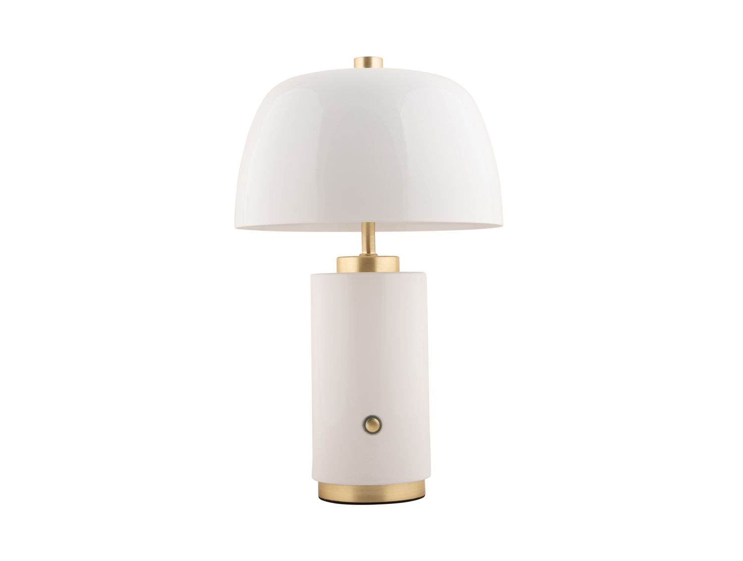 Tafellamp Andermatt Wit Ø18 cm, modern wit met gouden accenten en compacte cilindervorm