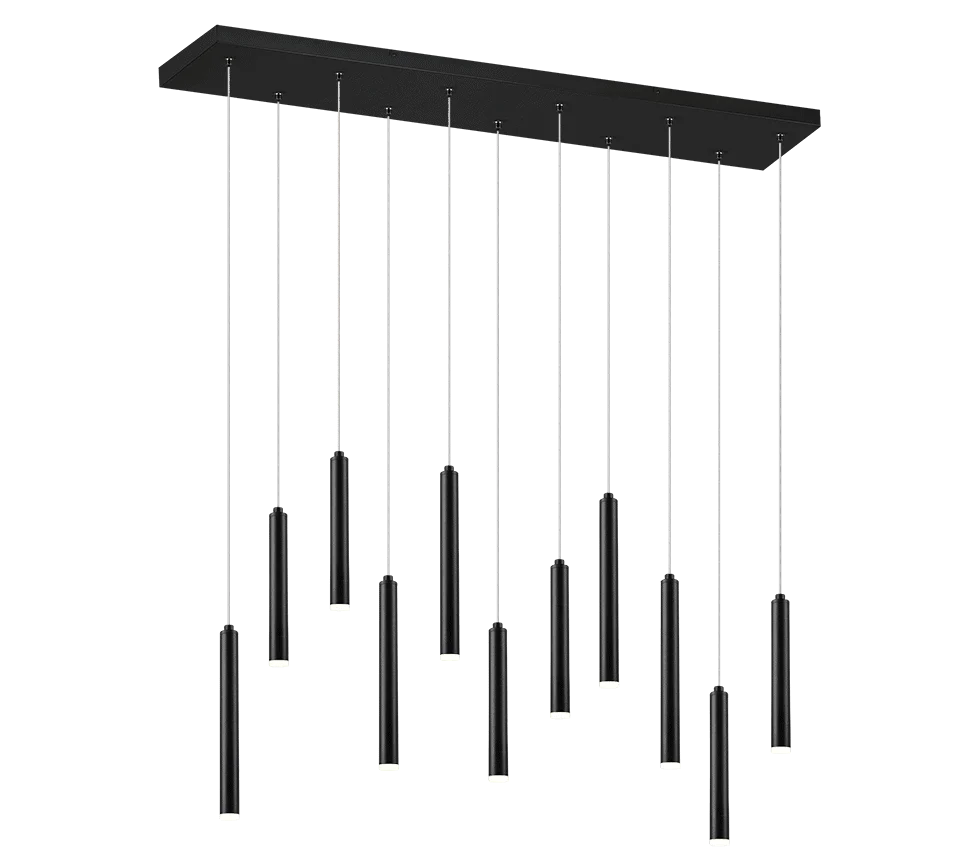 Hanglamp Boonnaro matzwart set van 3 met slanke LED-tubes en warm dimbaar licht