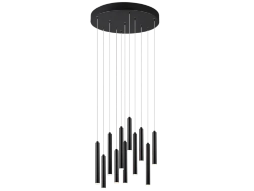 Braallun mat zwarte hanglamp Ø40 cm met 11 lichtpunten en geïntegreerde LED, modern design
