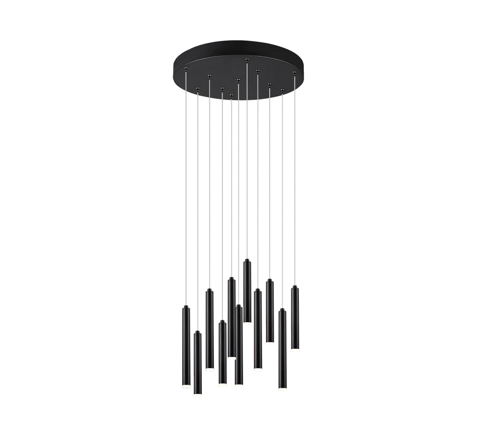Braallun mat zwarte hanglamp Ø40 cm met 11 lichtpunten en geïntegreerde LED, modern design