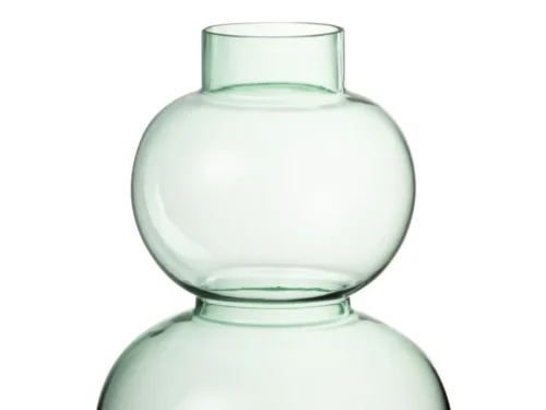 Bolvaas Kleibano groen glas met ronde vorm en heldere glans, compacte decoratieve vaas H28,5 cm