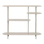 Opbergrek Skiensang metaal 118 cm in zandkleur, open design met vier planken en ronde vormen