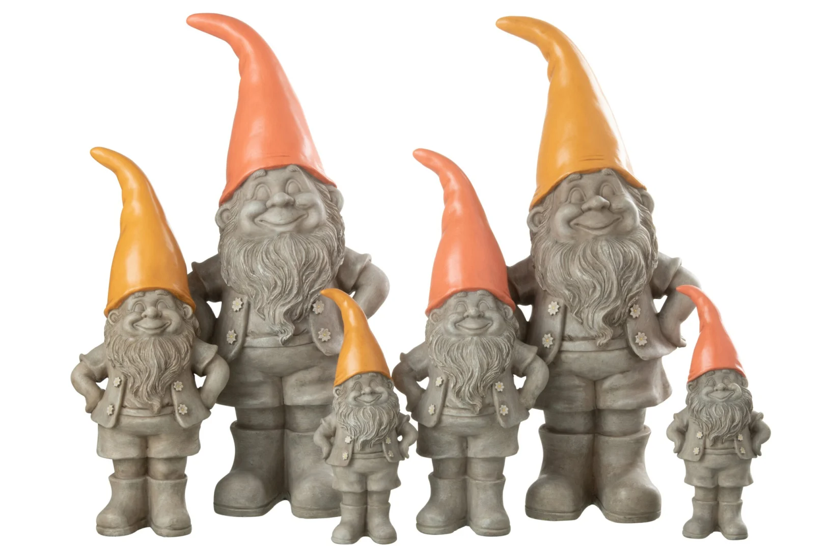 Baastea polyresin kabouterfiguren set van 2, meerkleurig met puntmutsen en staande decoratieve vorm